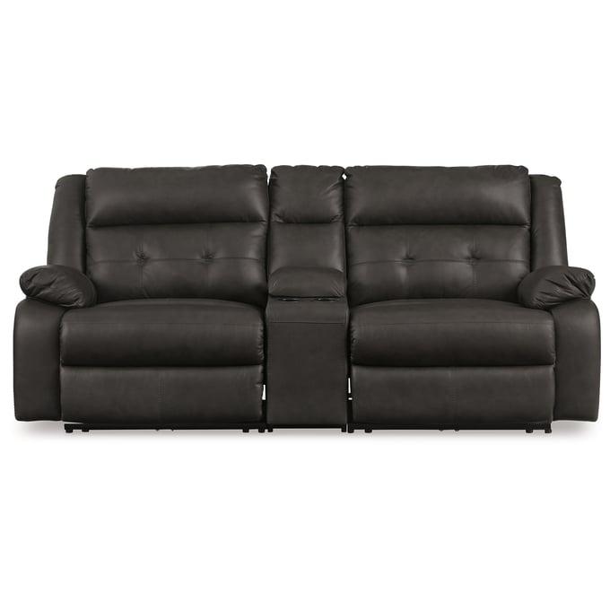 Ashley Furniture Mackie Pike Storm 3pc Power Reclining Loveseat With Console U43305S3