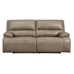 Ashley Furniture Ricmen Putty 2 Seat Power Recliner Sofa With Aadjustable H...