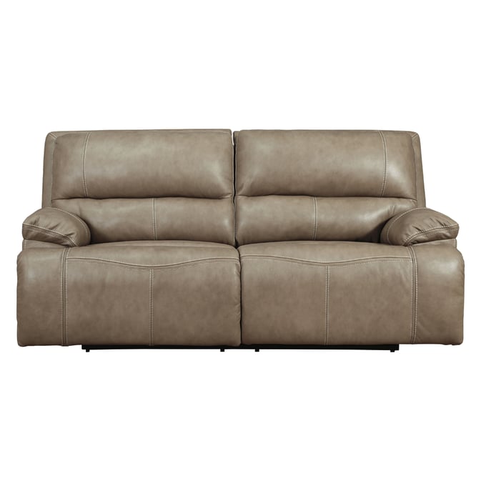 Ashley Furniture Ricmen Putty 2 Seat Power Recliner Sofa With Aadjustable Headrest U4370247