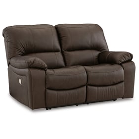 Ashley Furniture Leesworth Dark Brown Reclining Power Loveseat