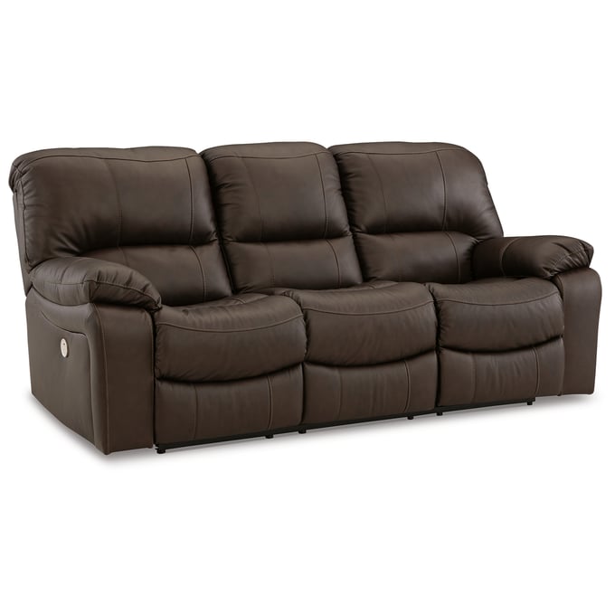 Ashley Furniture Leesworth Dark Brown Reclining Power Sofa U4380887