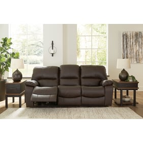 Ashley Furniture Leesworth Dark Brown Reclining Power Sofa