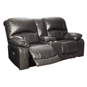 Ashley Furniture Hallstrung Gray Power Recliner Loveseat With Console And A...