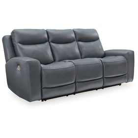 Ashley Furniture Mindanao Steel Power Reclining Sofa With Adjustable Headre...