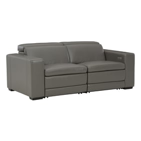 Ashley Furniture Texline Gray Leather Power Recliner Loveseat