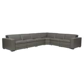 Ashley Furniture Texline Gray Leather 7pc Power Reclining Sectional