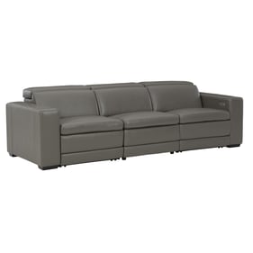 Ashley Furniture Texline Gray Leather Power Recliner Sofa