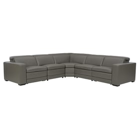 Ashley Furniture Texline Gray Leather 6pc Power Reclining Sectional