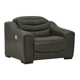 Ashley Furniture Center Line Dark Gray Power Recliner With Adjustable Headr...