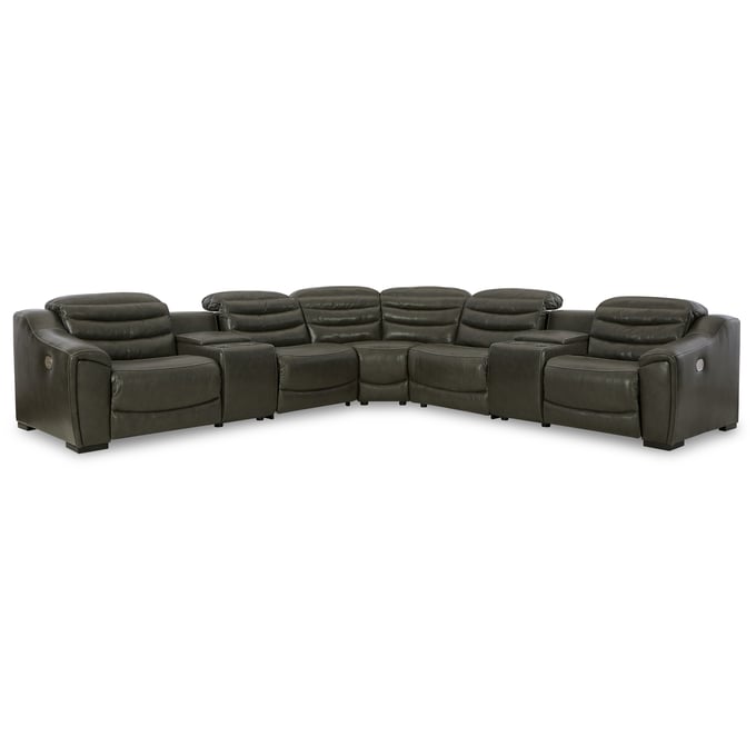 Ashley Furniture Center Line Dark Gray 7pc Power Reclining Sectional U63404S7