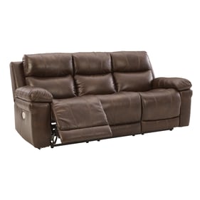 Ashley Furniture Edmar Chocolate Power Recliner Sofa With Adjustable Headre...