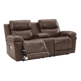 Ashley Furniture Edmar Chocolate Power Recliner Loveseat With Console And A...