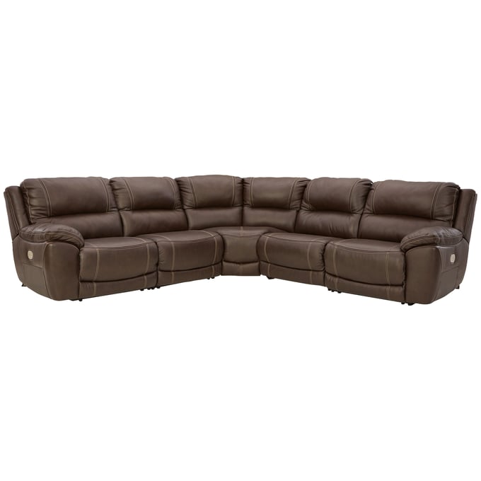 Ashley Furniture Dunleith Chocolate 5pc Power Reclining Sectional U71604S1