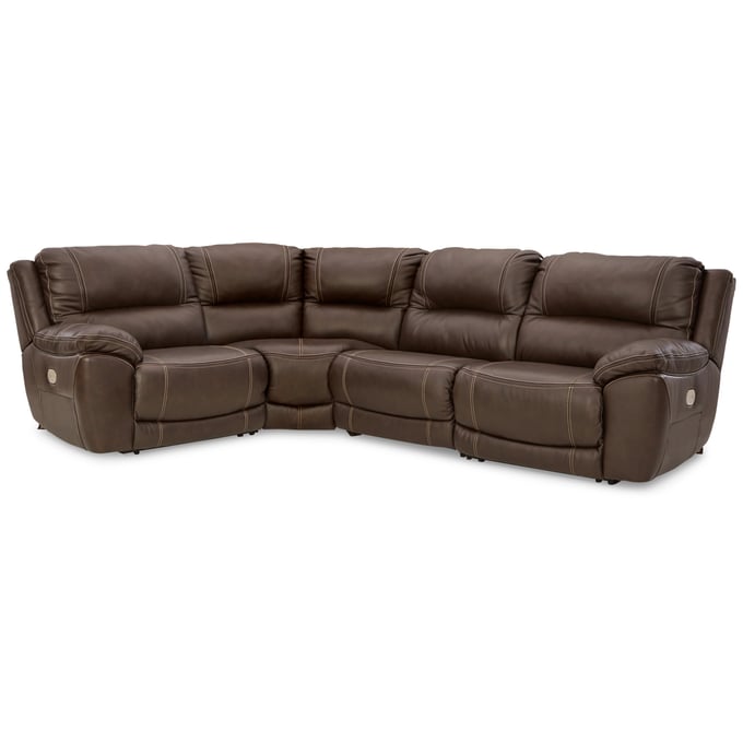 Ashley Furniture Dunleith Chocolate 4pc Power Reclining Sectional U71604S6