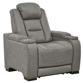 Ashley Furniture The Man Den Gray Adjustable Headrest Power Recliner