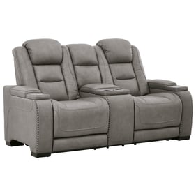 Ashley Furniture The Man Den Gray Adjustable Headrest Power Recliner Consol...