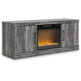 Ashley Furniture Baystorm Gray 64 Inch TV Stand With Glass Stone Fireplace