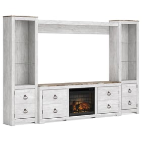 Ashley Furniture Willowton Whitewash 4pc Entertainment Center With Infrared...