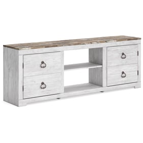 Ashley Furniture Willowton Whitewash LG TV Stand With Fireplace Option