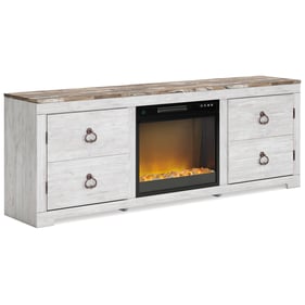 Ashley Furniture Willowton Whitewash TV Stand With Electric Fireplace