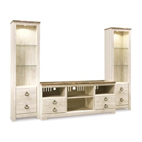 Ashley Furniture Willowton Whitewash 3pc Entertainment Center