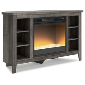 Ashley Furniture Arlenbry Gray Corner TV Stand With Fireplace Insert Glass ...