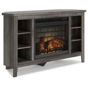 Ashley Furniture Arlenbry Gray Corner TV Stand With Fireplace Insert Infrar...