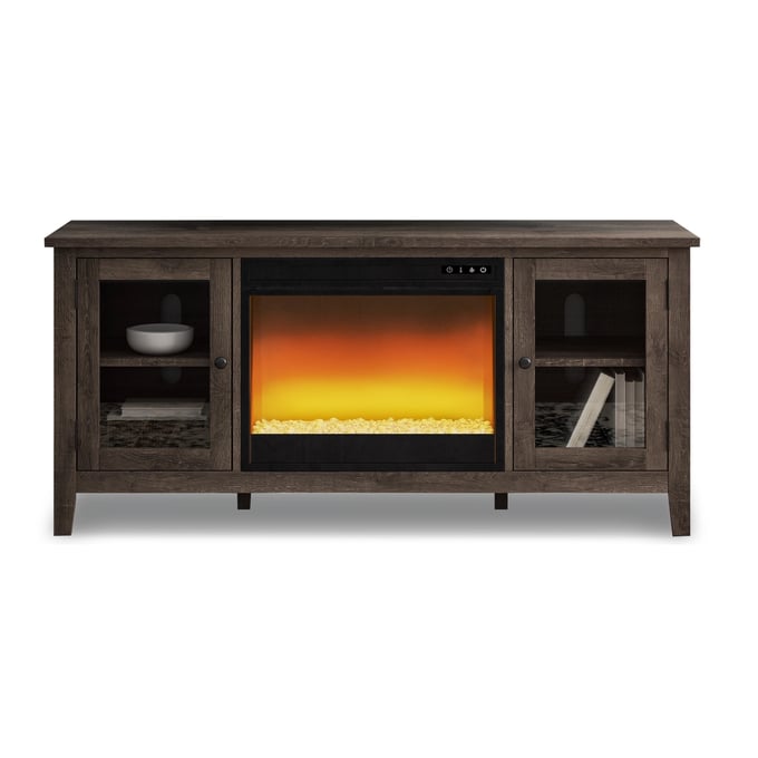 Ashley Furniture Arlenbry Gray TV Stand With Glass Stone Fireplace W275W2