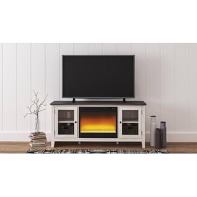 Ashley Furniture Dorrinson Two Tone TV Stand With Glass Stone Fireplace