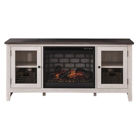 Ashley Furniture Dorrinson Gray Antique White TV Stand With Infrared Firepl...