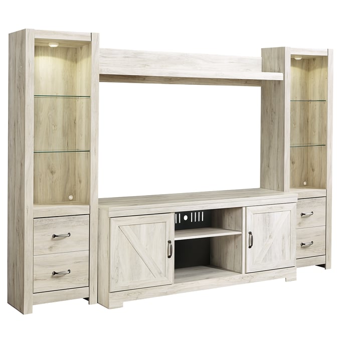 Ashley Furniture Bellaby Whitewash 4pc Entertainment Center W331W2