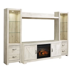 Ashley Furniture Bellaby Whitewash Wood 4pc Entertainment Center With Infra...