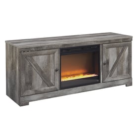 Ashley Furniture Wynnlow Gray TV Stand With Fireplace Insert Glass Stone