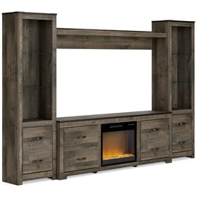 Ashley Furniture Trinell Brown 4pc Entertainment Center With Fireplace Inse...