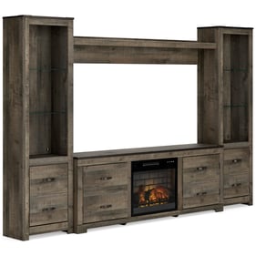 Ashley Furniture Trinell Brown 4pc Entertainment Center With Fireplace Inse...