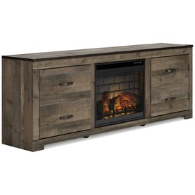 Ashley Furniture Trinell Brown 63 Inch TV Stand With Electric Fireplace