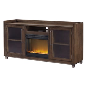 Ashley Furniture Starmore Brown XL TV Stand With Fireplace Insert Glass Sto...