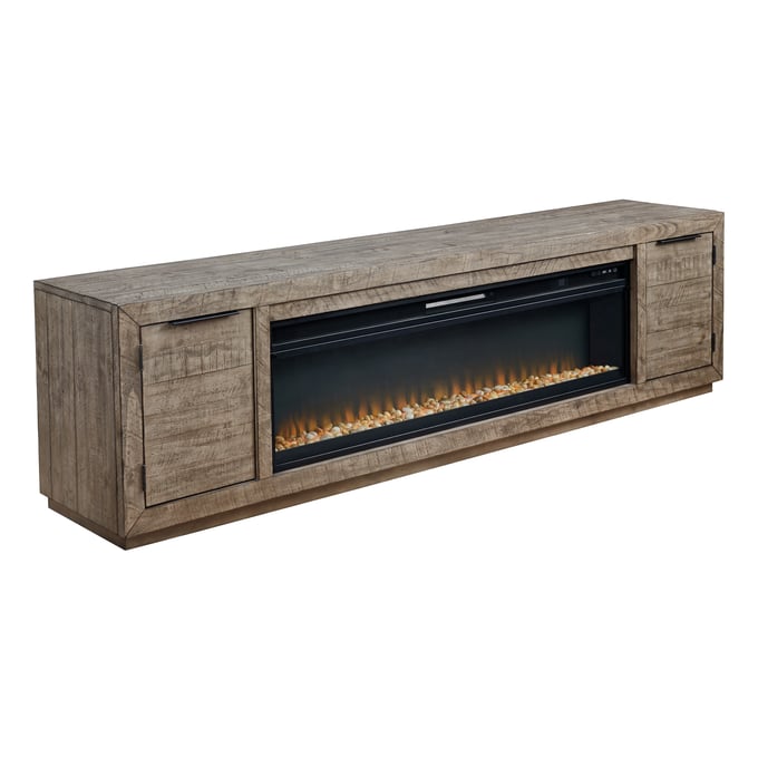 Ashley Furniture Krystanza Weathered Gray TV Stand With Electric Fireplace W760W1