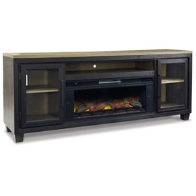 Ashley Furniture Foyland Black Brown 83 Inch TV Stand With Fireplace