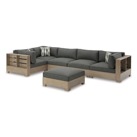 Ashley Furniture Citrine Park Brown 5pc Outdoor Sectional With Ottoman