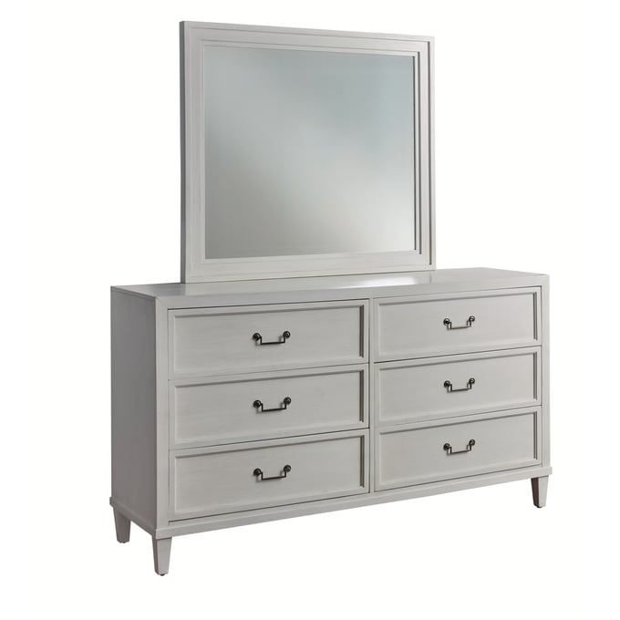 American Woodcrafters Dunescape Painted White Dresser and Mirror AWC-1210-040-DRMR