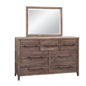 American Woodcrafters Aurora Weathered Grey Dresser and Mirror