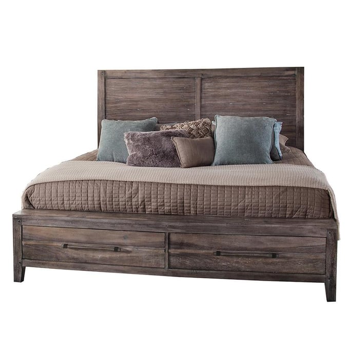 American Woodcrafters Aurora Weathered Grey King Panel Storage Bed AWC-2800-66PNST