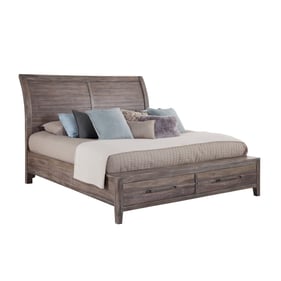 American Woodcrafters Aurora Weathered Grey Queen Sleigh Storage Bed