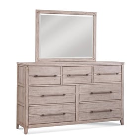 American Woodcrafters Aurora Whitewash Dresser and Mirror