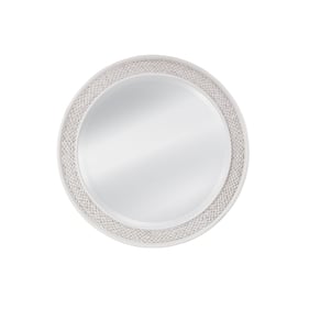 American Woodcrafters Rodanthe Dove White Round Woven Mirror