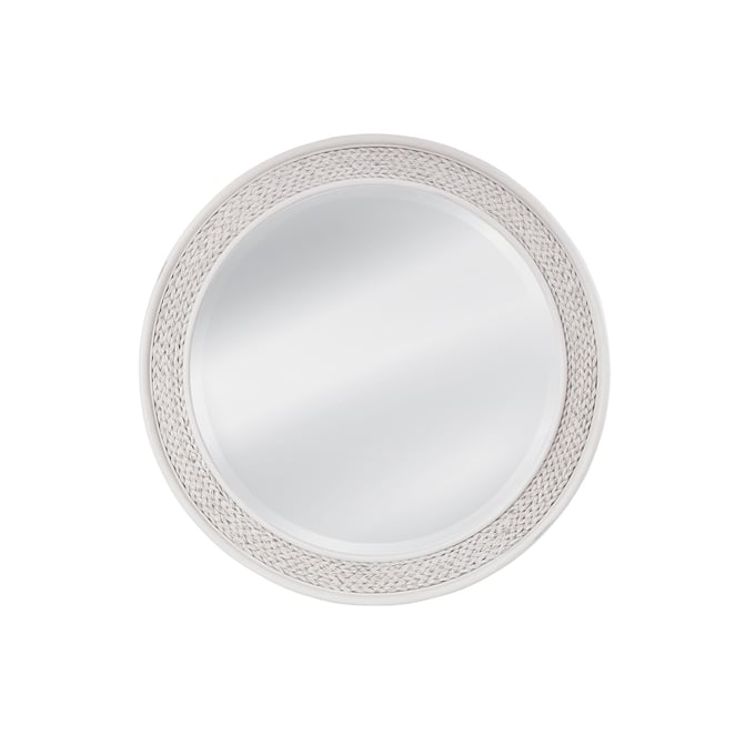 American Woodcrafters Rodanthe Dove White Round Woven Mirror AWC-3910-041