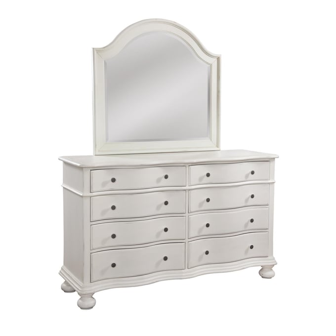 American Woodcrafters Rodanthe Dove White Dresser and Mirror AWC-3910-DRMR