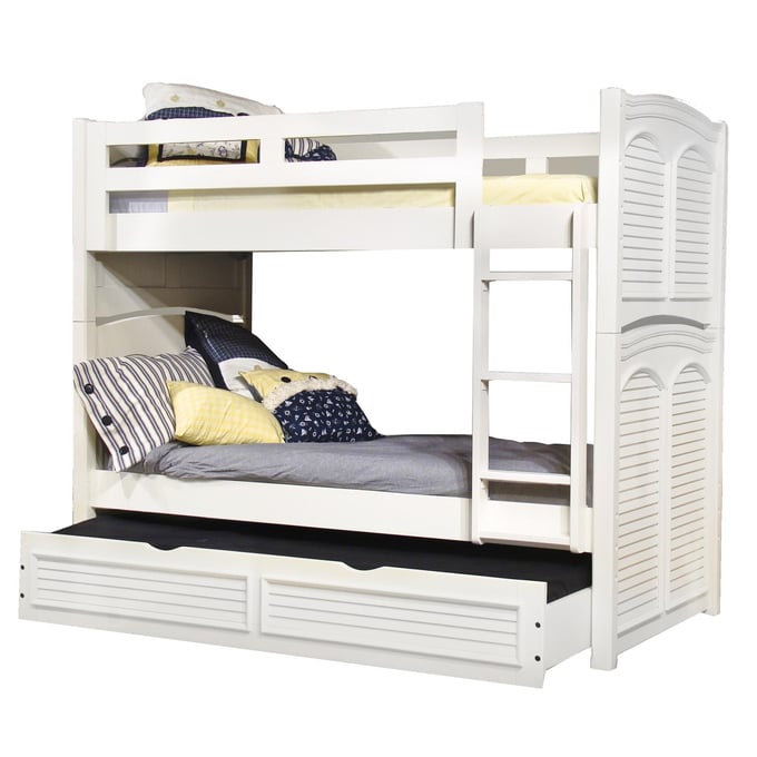 American Woodcrafters Cottage Traditions White Twin over Twin Trundle Bunk Bed AWC-6510-33BNKT