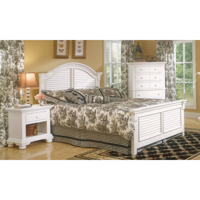 American Woodcrafters Cottage Traditions White 4pc Bedroom Set With King Panel Bed AWC-6510-66-410-BR-S1-4PC